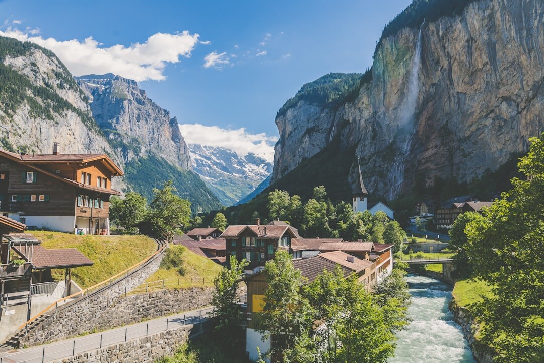 swiss landscape with buildings